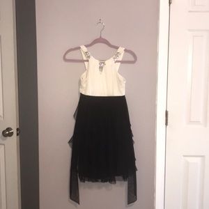 Black and white ruffle dress